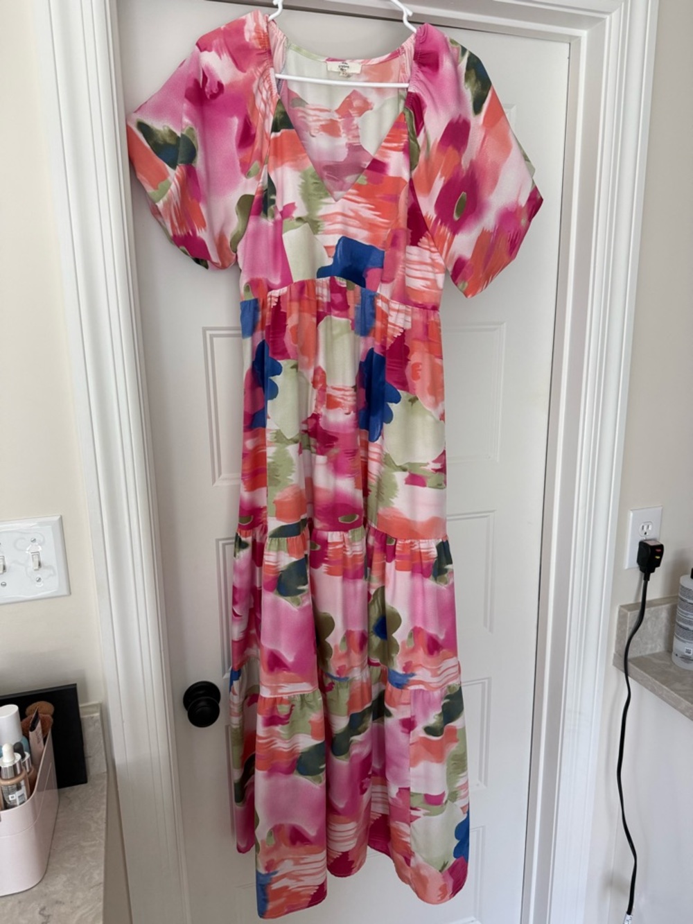 entro Pink Multi-Color Floral Print Maxi Dress